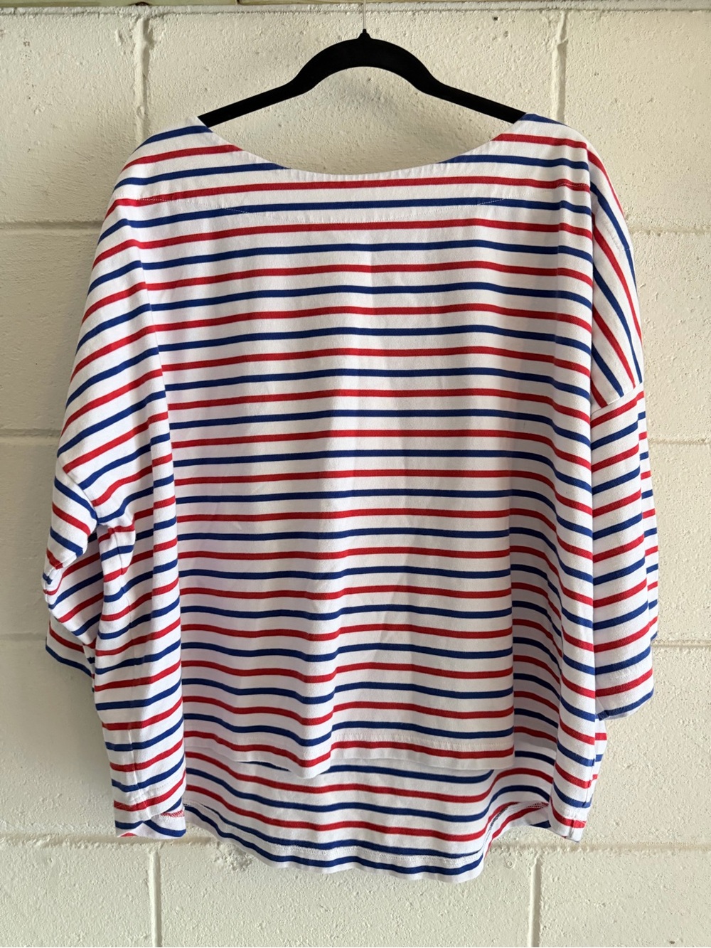 Jcrew Women’s Striped Boatneck Top in White, Red & Blue